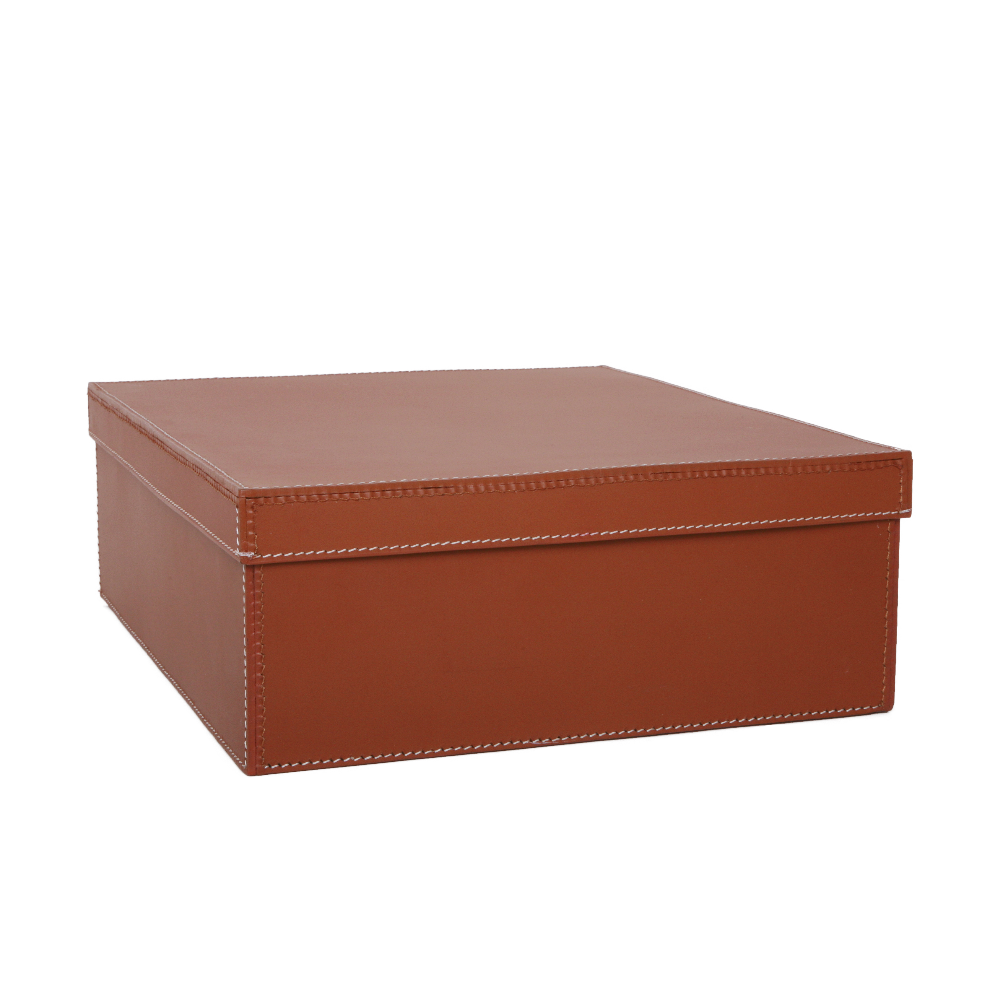 Storage Box Large Cognac/white Stitch