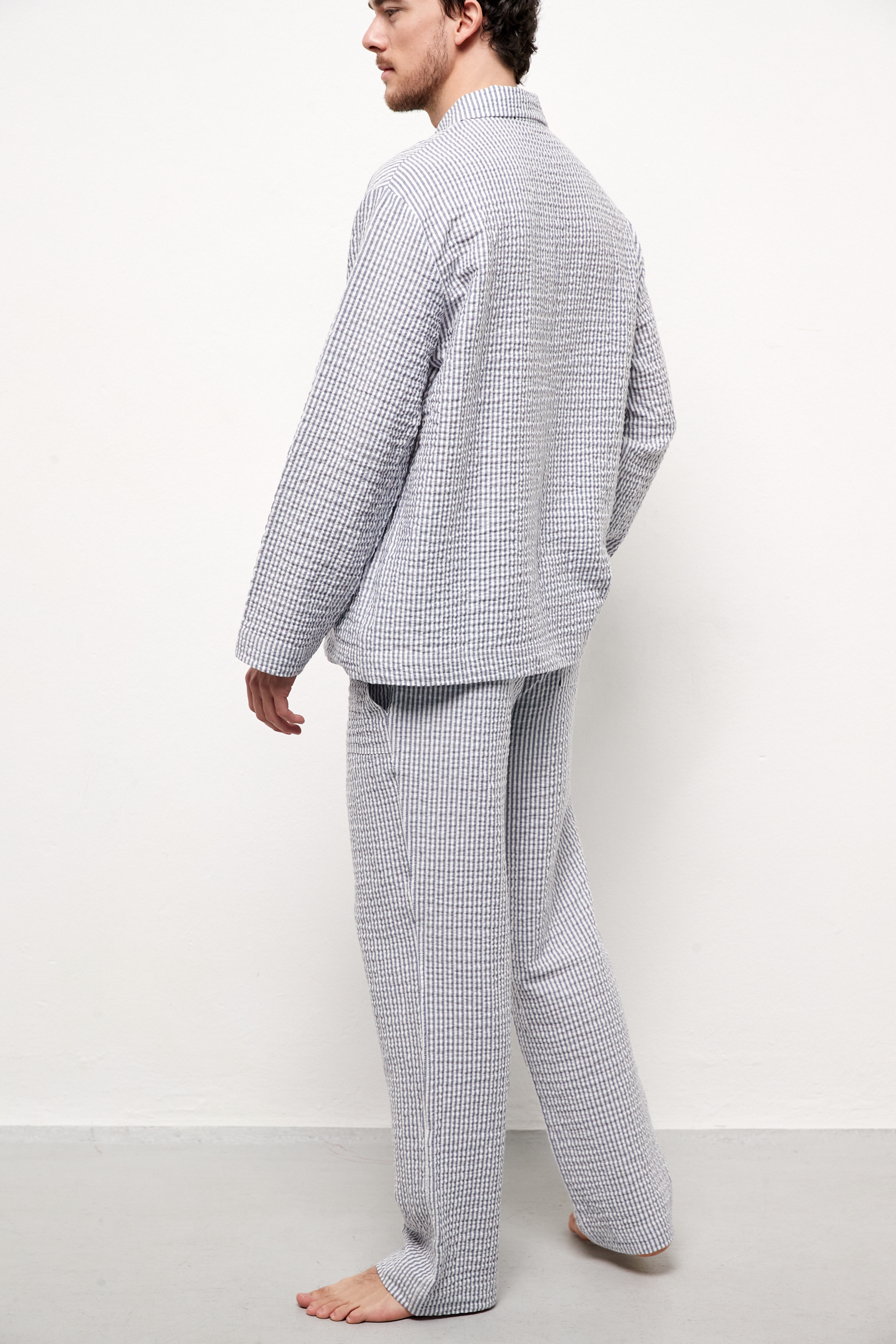 INGOLF Pyjama flanell streifen blau