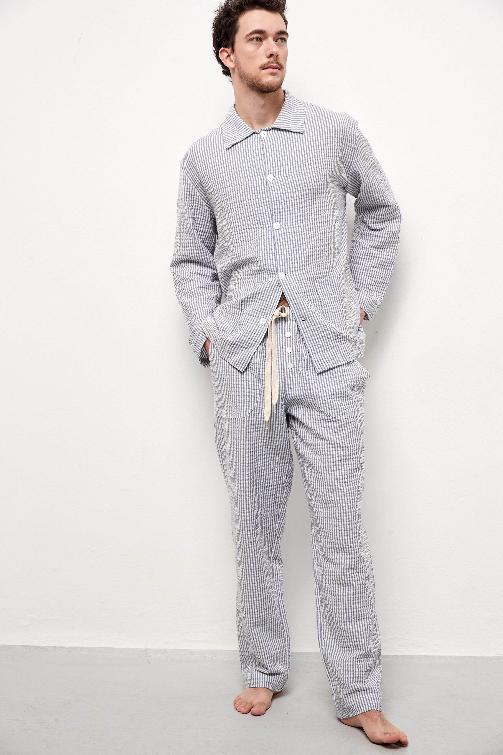 INGOLF Pyjama flanell streifen blau