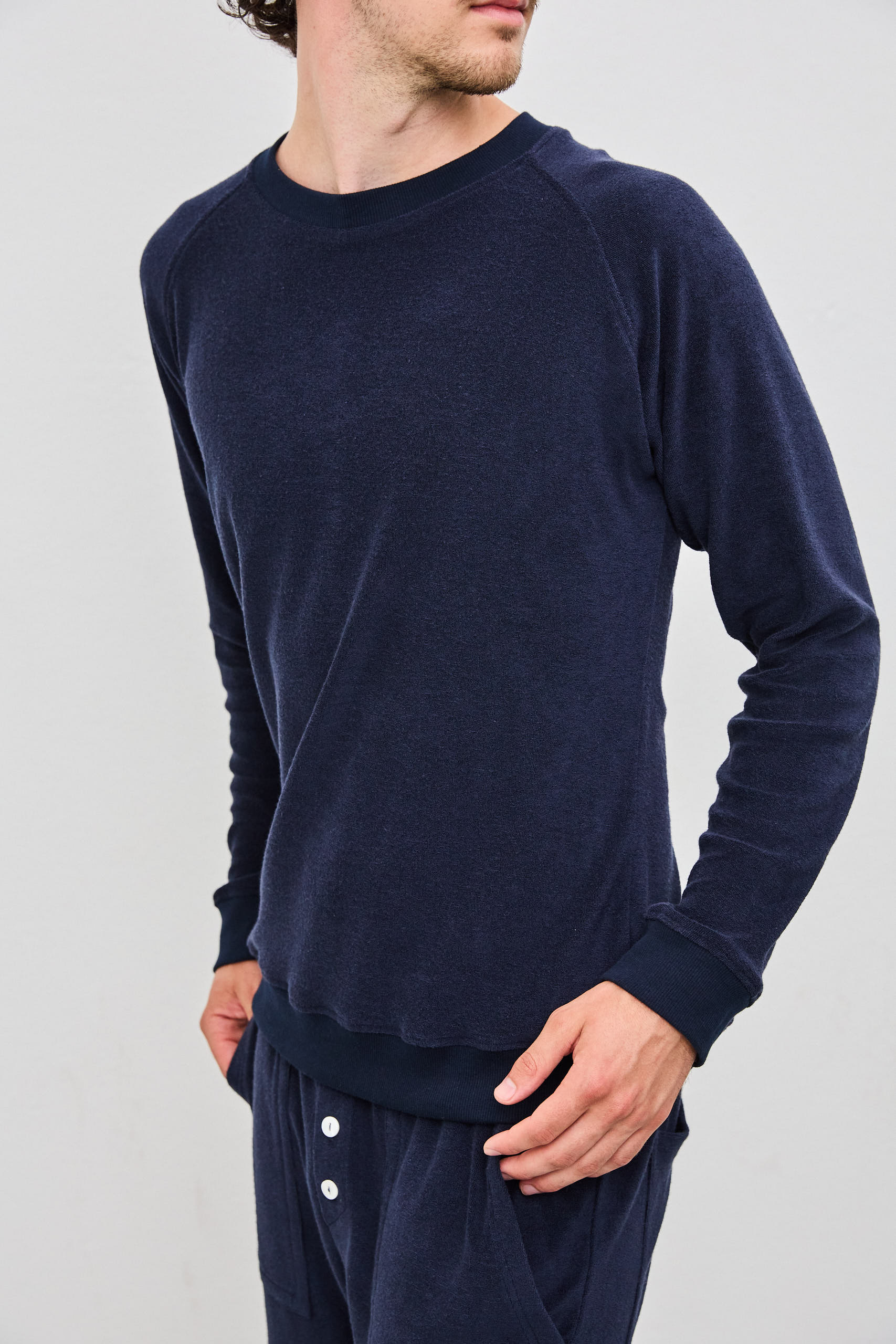 ERIC Sweater frottee milk-midnight M